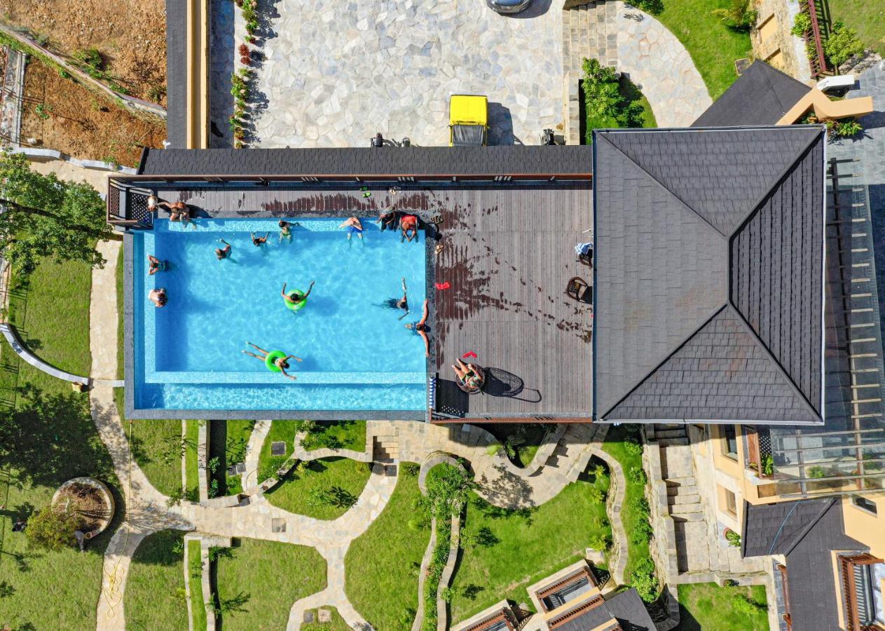 Bar Peepal Resort Покхара Екстер'єр фото Aerial view of the pool
