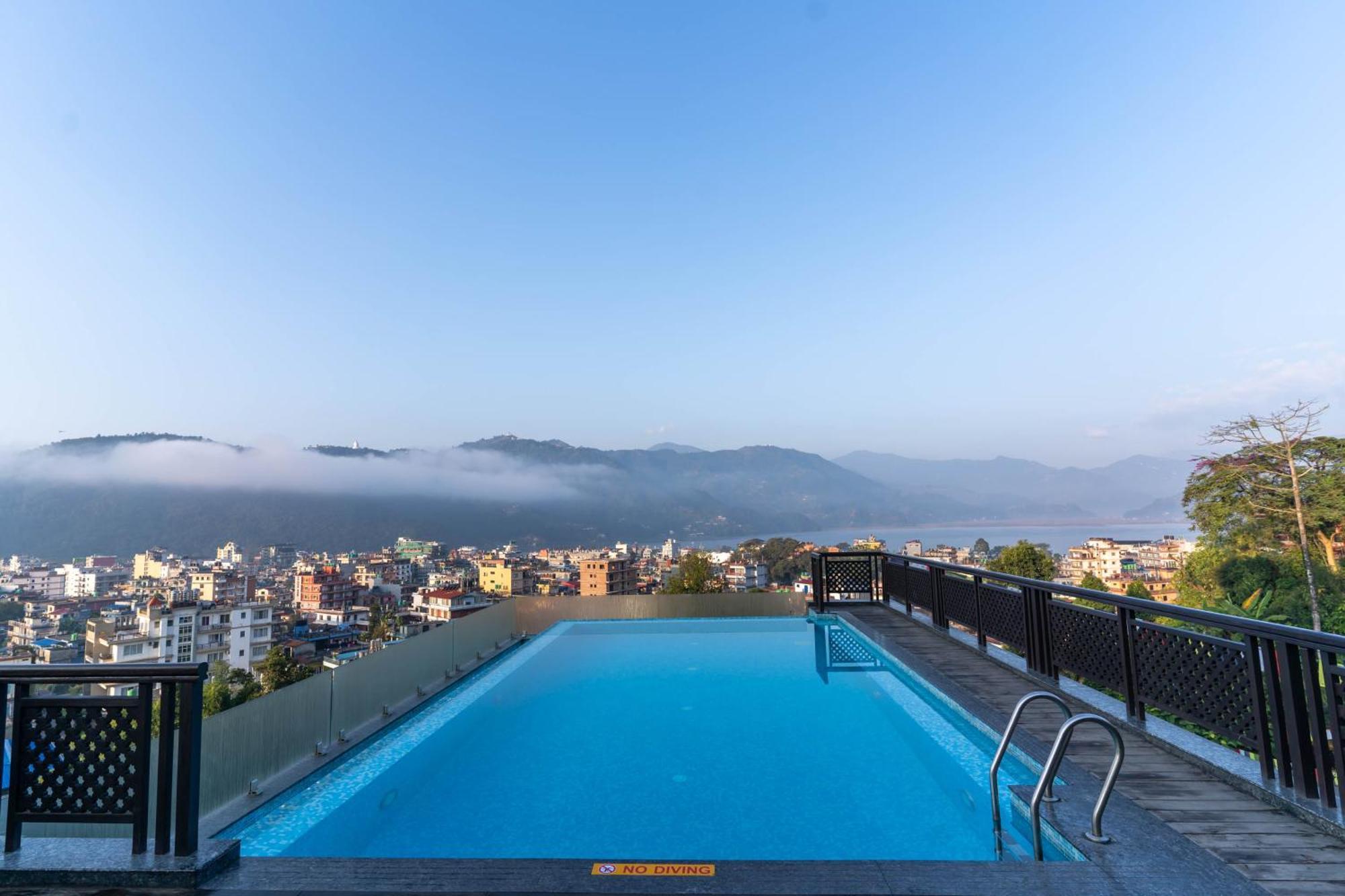 Bar Peepal Resort Покхара Екстер'єр фото View of the city from the hotel